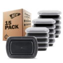 Freshware Meal Prep Containers [15 Pack] 1 Compartment with Lids, Food Storage Containers, Bento Box, BPA Free, Stackable, Microwave/Dishwasher/Freezer Safe...