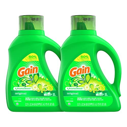 Gain Laundry Detergent Liquid Soap Plus Aroma Boost, Original Scent, HE Compatible, 96 Loads Total, 75 Fl Oz (Pack of...