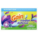 Gain + Odor Defense Dryer Sheets, Super Fresh Blast Scent, 180 Ct