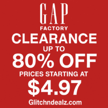 GAP Factory Clearance – Up to 80% Off | Prices Starting at $4.97!