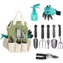 Garden Tool Set | Garden Tools Organizer Tote | Gardening Gloves Included Great Garden Tools for Woman and Men |...