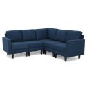 GDF Studio Carolina Fabric Sectional Couch, Dark Blue