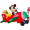Gemmy Animated Airblown Inflatable Mickey and Pluto Clubhouse Airplane Scene w/LEDs Disney , 4.5 ft Tall