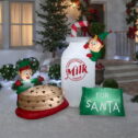 Gemmy Christmas Airblown Inflatable Elves with Cookies and Milk Scene w/LED, 5.5 ft Tall, Multi