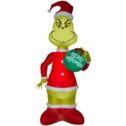 Gemmy Christmas Airblown Inflatable Grinch w/Ornament Giant Dr. Seuss , 11 ft Tall, Multi