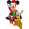 Gemmy Christmas Airblown Inflatable Hanging Mickey and Pluto Disney, 5 ft Tall, Multicolored