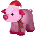 Gemmy Christmas Airblown Inflatable Inflatable Christmas Pig, 2.5 ft Tall, pink