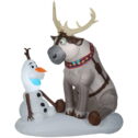 Gemmy Christmas Airblown Inflatable Olaf and Sven w/LEDs Scene Disney 7 ft Tall Multicolored
