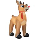 Gemmy Christmas Airblown Inflatable Standing Rudolph w/Scarf Colossal Rudolph, Tall, Brown