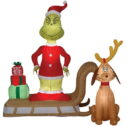 Gemmy Inflatable Dr. Seuss™ The Grinch & Max on Sled LED Lighted Yard Decoration - 72 in x 34 in
