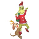 Gemmy Inflatable Hanging Dr. Seuss™ The Grinch & Max LED Lighted Yard Decoration - 72 in x 43 in x...