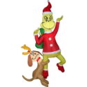 Gemmy Inflatable Hanging Dr. Seuss™ The Grinch & Max LED Lighted Yard Decoration - 72 in x 43 in x...