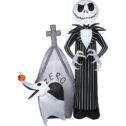 Gemmy Inflatable Nightmare Before Christmas Jack Skellington & Zero with House LED Lighted Yard Decoration - 60 in