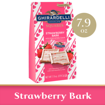 GHIRARDELLI Strawberry Bark Chocolate Squares for Valentines, 7.9 Oz Bag