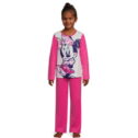 Girls Licensed Character Long Sleeve Top and Pants Sleep Set, 2-Piece, Sizes 4-12