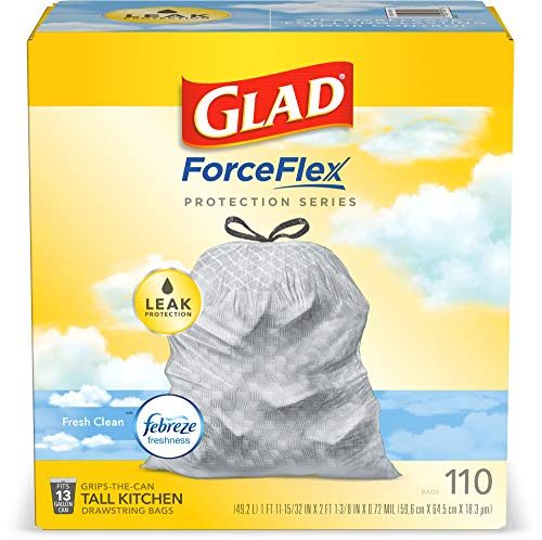 Glad ForceFlex Protection Series Tall Kitchen Trash Bags, 110 Count (Pack of 1) - Package May Vary