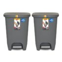 Glad Plastic Step Trash Can, 13 Gallon, Gray (2 PACK)