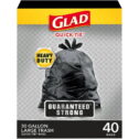 Glad Quick Tie Extra Strong Large Trash Bags, 30 Gallon, 40 Bags