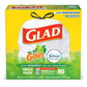 Glad Tall Kitchen Drawstring Trash Bags - OdorShield 13 Gallon White Trash Bag, Gain Original with Febreze Freshness - 80...