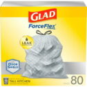 Glad Tall Kitchen Trash Bags, 13 Gallon, 80 Bags (ForceFlex, Unscented)
