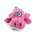 goDog Gators Squeaker Dog Toy, Soft & Durable Plush, Chew Resistant & Tough Reinforced Seams, Pink, Small