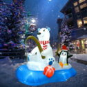 Goodwill 6 Ft Christmas Inflatable Polar Bear Fishing with Penguin - Built-in LED Blow Up Inflatables Outdoor Yard Decorations for...