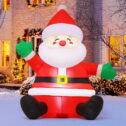 GOOSH 5 FT Christmas Inflatable Outdoor Sitting Santa Claus Happy Face, Blow Up Yard Decoration Clearance with LED Lights Built-in...