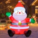 GOOSH 5 FT Christmas Inflatable Outdoor Sitting Santa Claus Happy Face, Blow Up Yard Decoration Clearance with LED Lights Built-in...