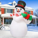 GOOSH 5 FT Christmas Inflatables Blow Up Snowman Inflatable Giant Inflatable Snowman with Gift Box Xmas Blow Up Yard Decorations...