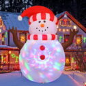 GOOSH 5 FT Christmas Inflatable Snowman Outdoor Christmas Decorations with 360° Rotating Magic Light, Blow Up Snowman Inflatable with Christmas...