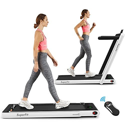 Goplus 2 in 1 Folding Treadmill, 2.25HP Superfit Under Desk Electric Treadmill, Installation-Free with Blue Tooth Speaker, Remote Control, APP...