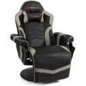 Goplus Massage Gaming Recliner Reclining Racing Chair Swivel Gray