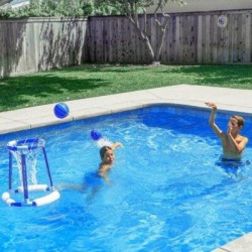 GoSports Splash Hoop 360 Floating Pool Basketball Game Solid Wood in Blue, Size 22.0 H x 22.0 W x 4.0...