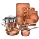 Gotham Steel Hammered Collection Pots and Pans Set, 15-Piece Premium Cookware & Bakeware Set, Non-Stick, Includes Fry Pans, Stock Pots,...