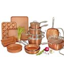 Gotham Steel Hammered Copper Collection – 20 Piece Premium Cookware & Bakeware Set with Nonstick Copper Coating, Includes Skillets, Stock...