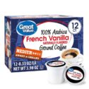 Great Value 100% Arabica French Vanilla Medium Roast Ground Coffee Pods, 12 Ct