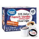 Great Value 100% Arabica French Vanilla Medium Roast Ground Coffee Pods, 48 Ct