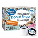 Great Value Donut Shop 100% Arabica Medium Roast Ground Coffee Pods, 96 Ct
