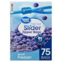 Great Value Freezer Guard Slider Zipper Bags, Quart Freezer, 75 Count