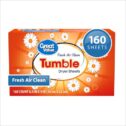 Great Value Ultimate Fresh Fabric Softener Tumble Dryer Sheets, Fresh Air Clean, 160 Count