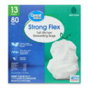 Great Value 13-Gallon Drawstring Strong Flex Tall Kitchen Trash Bags, Mint Scent, 80 Bags