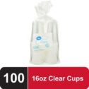 Great Value Disposable Plastic Cups, Clear, 16 oz, 100 Count
