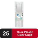 Great Value Disposable Plastic Cups, Clear, 16 oz, 25 Count