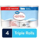 Great Value Everyday Strong Paper Towels, Split Sheets, 4 Triple Rolls