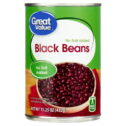Great Value, No Salt Added, Canned Black Beans, 15 oz Can