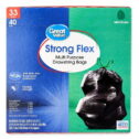 Great Value Strong Flex Multi-Purpose Drawstring Bags, 33 Gallon, Mint, 40 Count