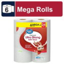 Great Value Ultra Strong Toilet Paper, 6 Mega Rolls