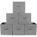 Greenco Foldable Fabric Storage Cubes Non-Woven Fabric | Gray Cube Storage Bins | Shelf Baskets| Gray Fabric Cubes | 6...