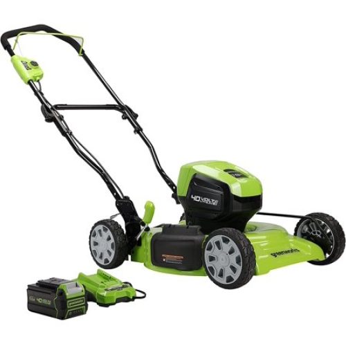 Greenworks 19-inch 40V Brushless Walk Behind Push Lawn Mower with 4Ah Battery and Charger, 2524902AZ