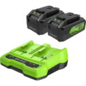 Greenworks 24V 4.0Ah USB Battery (2-Pack) and Dual Port Rapid Charger Combo Kit (Genuine Greenworks Parts)